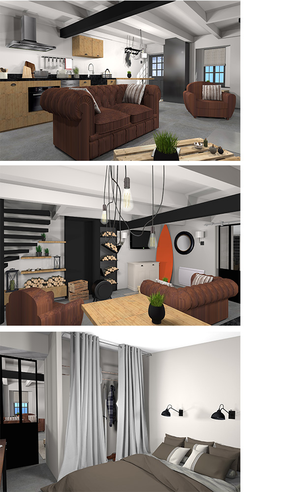 plan 3D des propositions pour le rez de chausée 