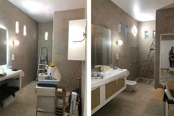 salle de bain douche pendant les travaux